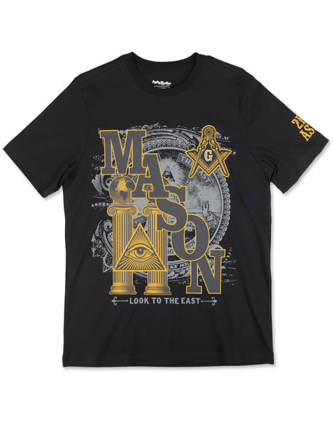 Mason  - Embroidered & Printed Heavy Weight Tee (Black)