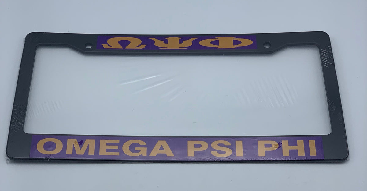 Omega Psi Phi Plastic License Plate Frame