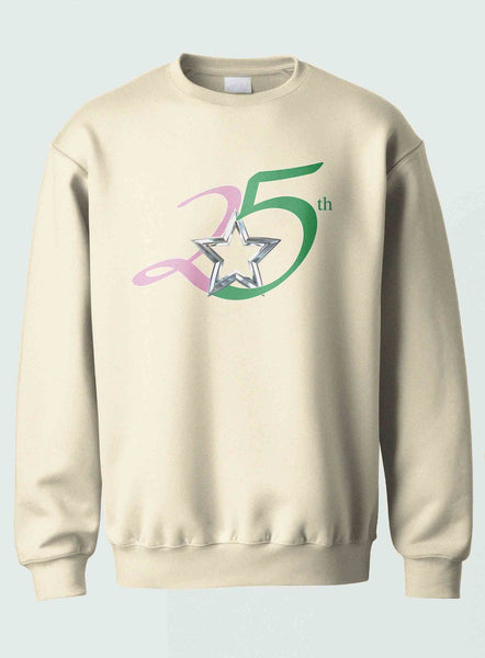 Alpha Kappa Alpha- “Silver Star” 25th/Crewneck Sweatshirt(Cream)