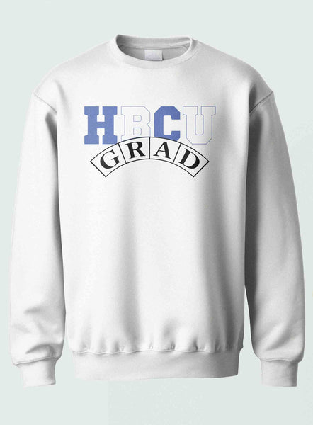 HBCU -“Grad" (Crewneck ,[Blue/White] White)