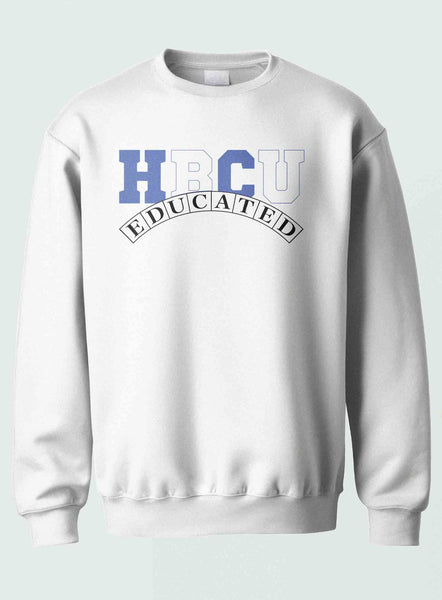 HBCU -“Educated" (Crewneck ,[Blue/White] White)