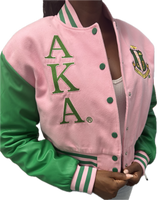 Alpha Kappa Alpha - Cropped Letterman Jacket, Dagreekspot Original Collection