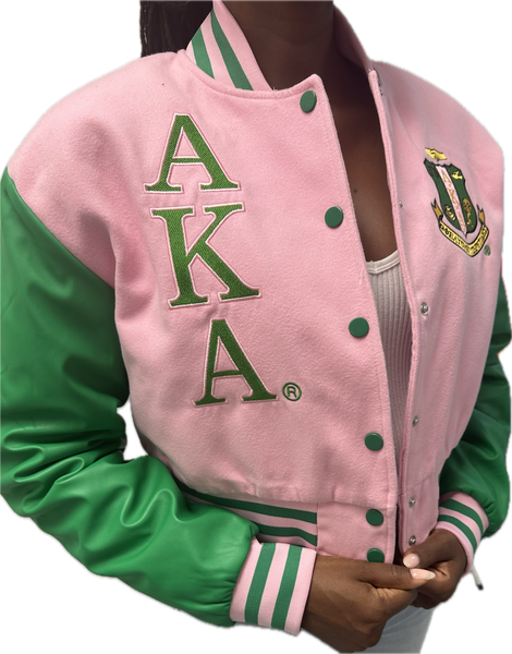 Alpha Kappa Alpha Cropped Letterman Jacket Dagreekspot Original Collection
