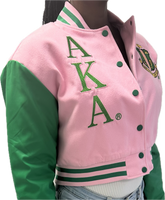 Alpha Kappa Alpha - Cropped Letterman Jacket, Dagreekspot Original Collection