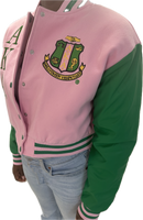 Alpha Kappa Alpha - Cropped Letterman Jacket, Dagreekspot Original Collection