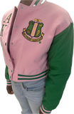 Alpha Kappa Alpha - Cropped Letterman Jacket, Dagreekspot Original Collection