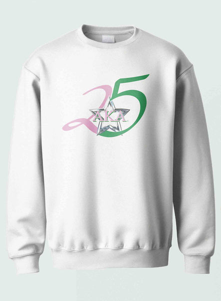 Alpha Kappa Alpha - “Silver Star/AKA/25th]Crewneck Sweatshirt(White)