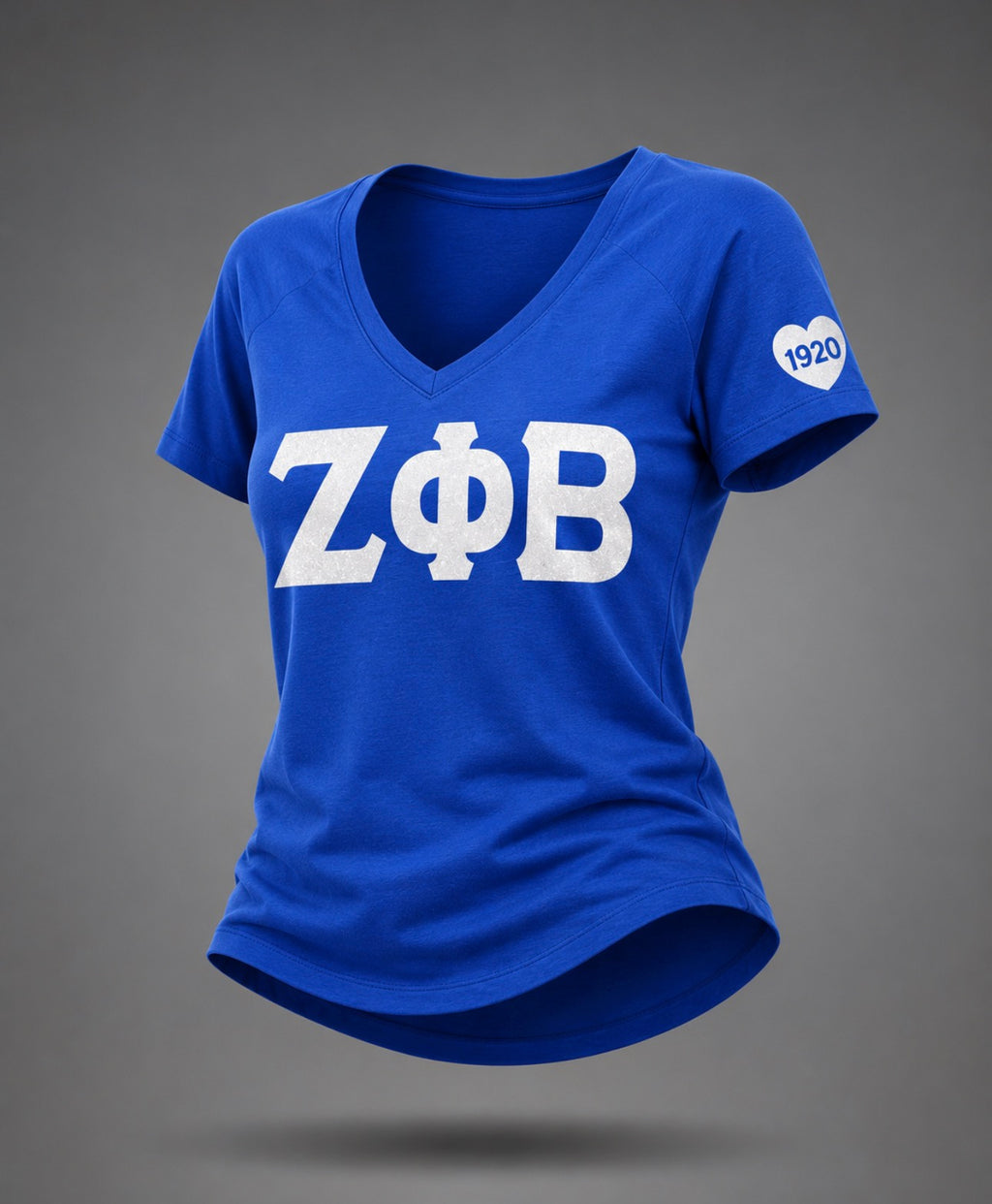 Zeta Phi Beta - Glitter V-Neck Tee (Blue)