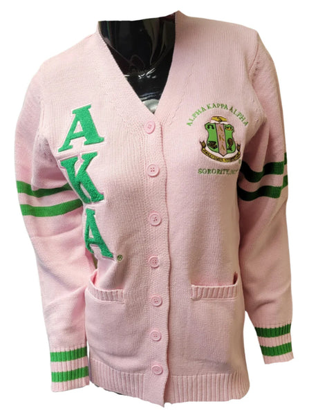 Alpha Kappa Alpha -Chenille Sweater Cardigan (Pink)