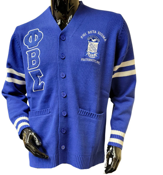 Phi Beta Sigma -Chenille Sweater Cardigan (Blue)