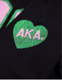 Alpha Kappa Alpha - 1908 Long Sleeve Tee w/ Heart(Black)