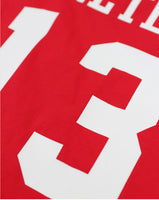 Delta Sigma Theta - Oversized Chenille & Printed Football Jersey (Red)