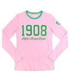 Alpha Kappa Alpha - 1908 Long Sleeve Tee w/ Heart(Pink)