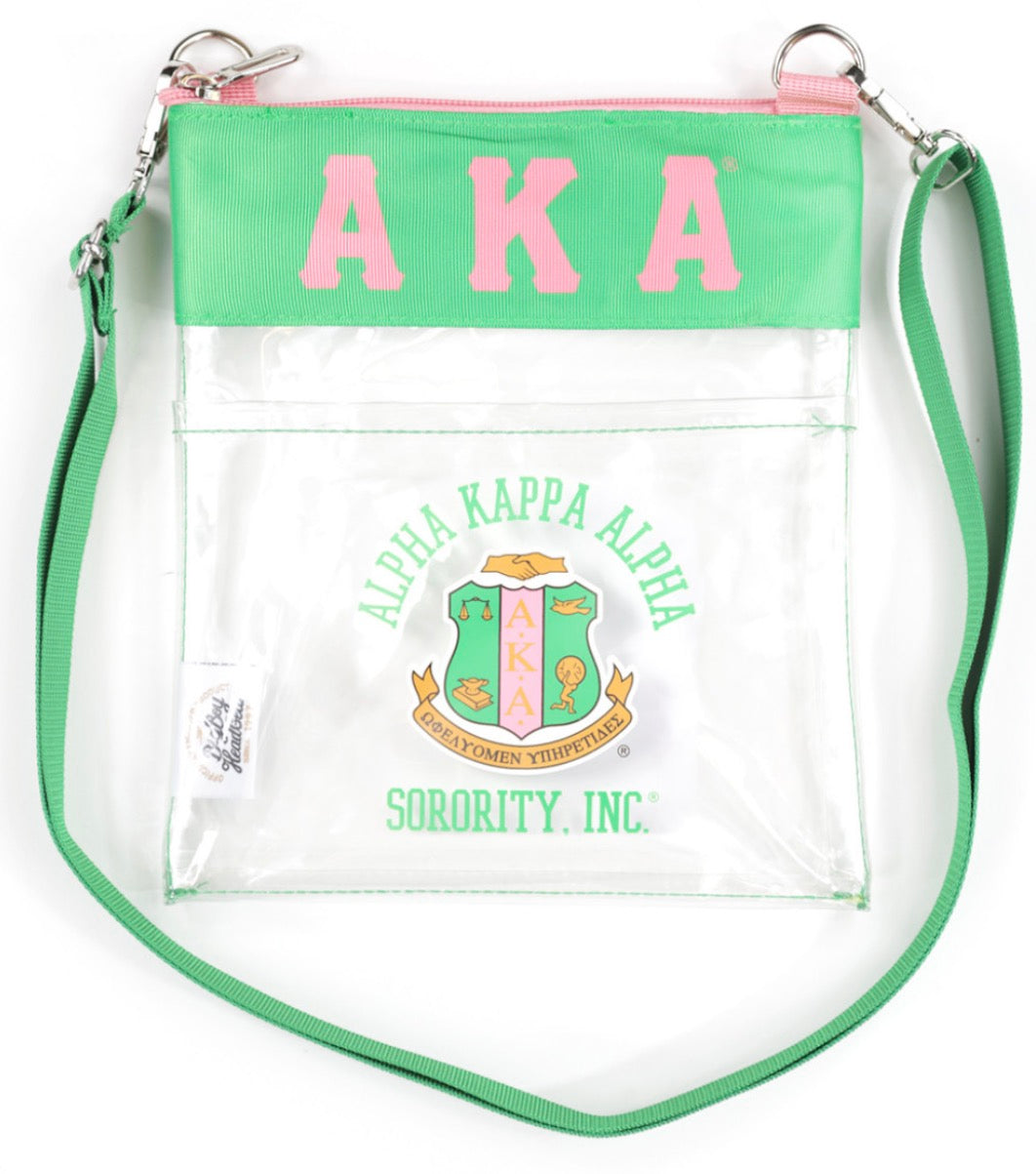 Alpha Kappa Alpha- Clear Cross Body (Pink)