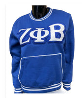 Zeta Phi Beta  - Chenille Sweatshirt (Blue) w/Kangaroo Pocket