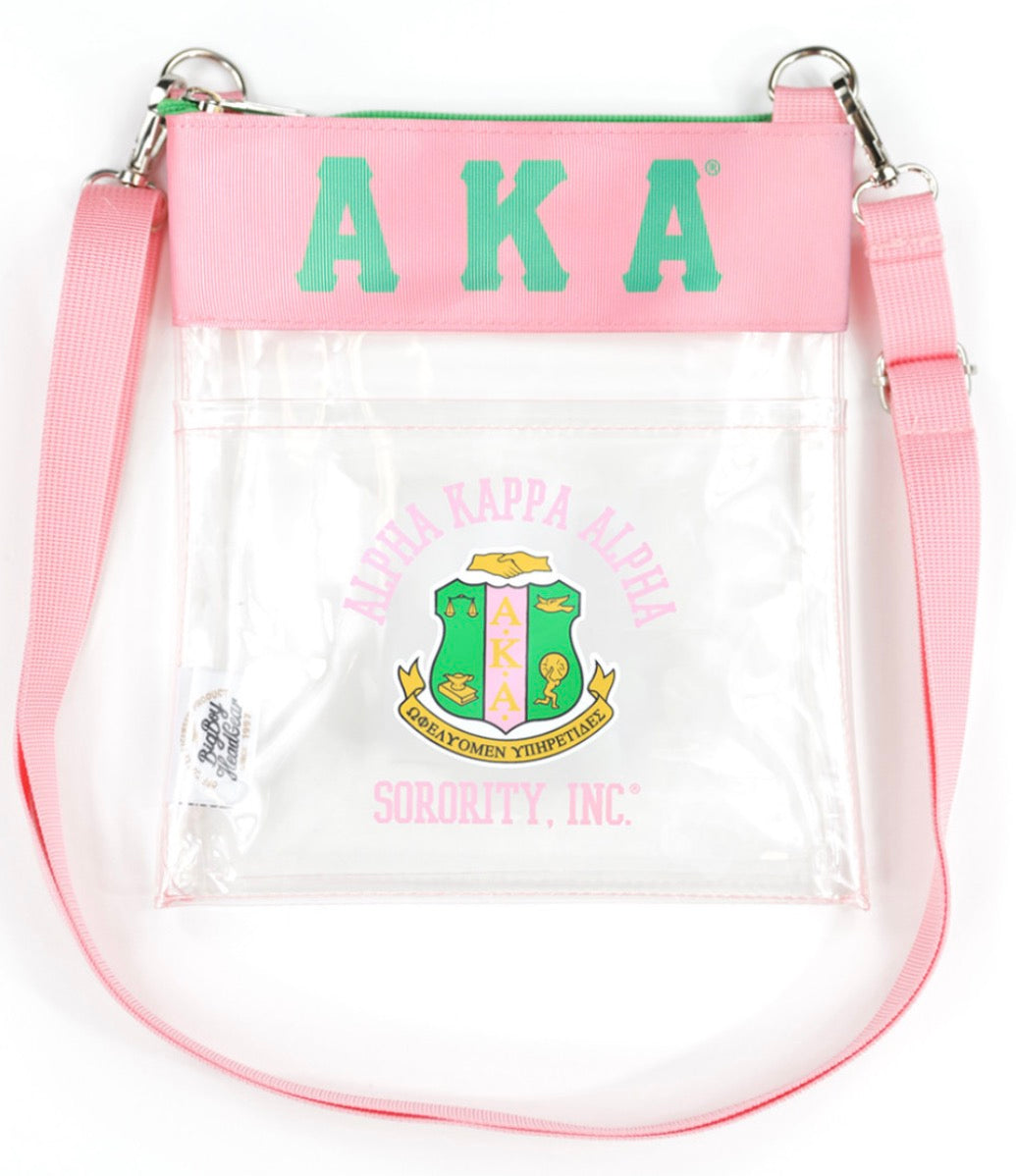 Alpha Kappa Alpha- Clear Cross Body (Pink)