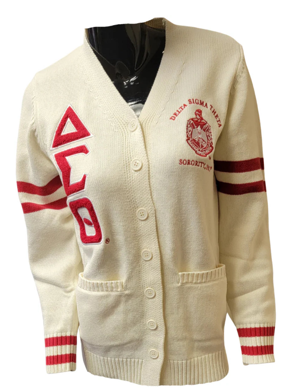 Delta Sigma Theta -Chenille Sweater Cardigan (Cream)