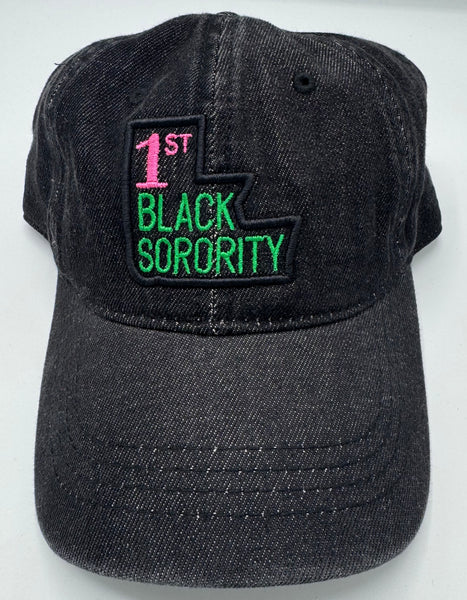 Alpha Kappa Alpha - 1st Black Sorority (Black Denim/Dad Cap)