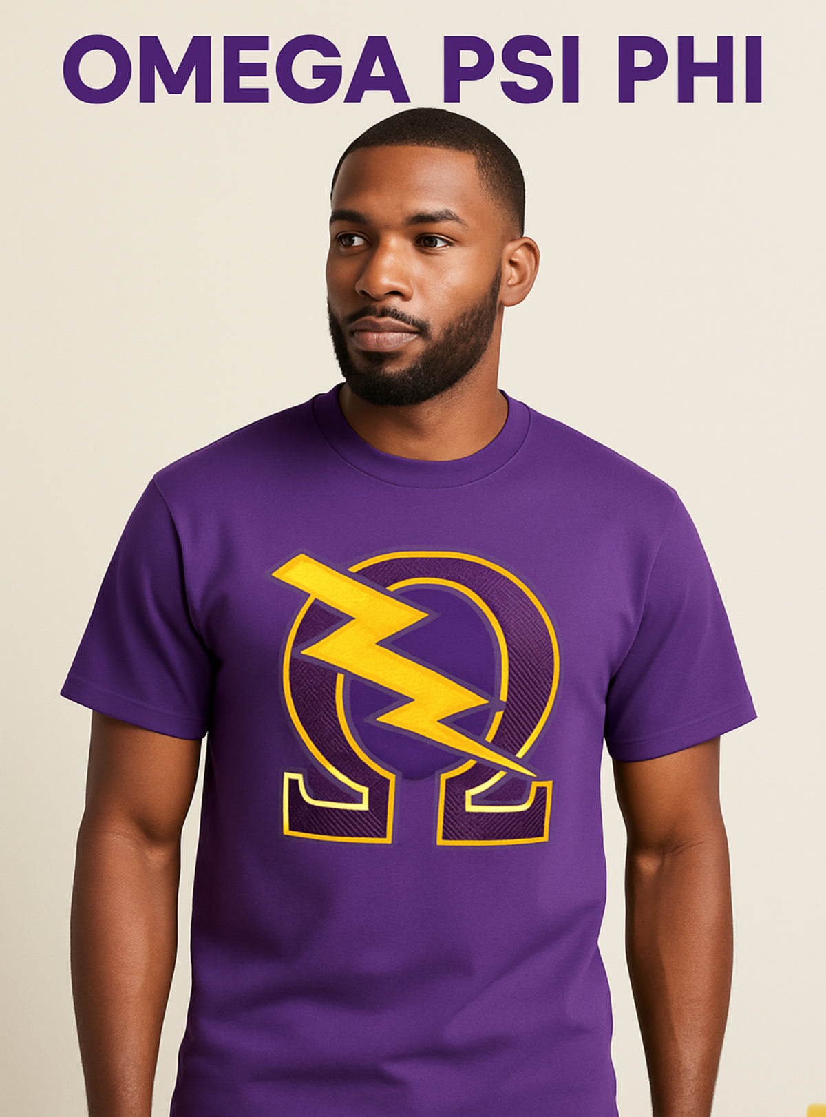 Omega Psi Phi - Heavy Weight Big Stitch Embroidered Short Sleeve Shirt, Da Greek Spot Original Collection