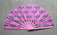 Alpha Kappa Alpha - Clack Hand Fan (Pink w/Pink Handle)