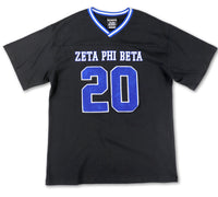Zeta Phi Beta - Oversized Chenille & Printed Football Jersey (Black)