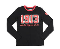 Delta Sigma Theta -1913 Long Sleeve Tee w/ Heart(Black)