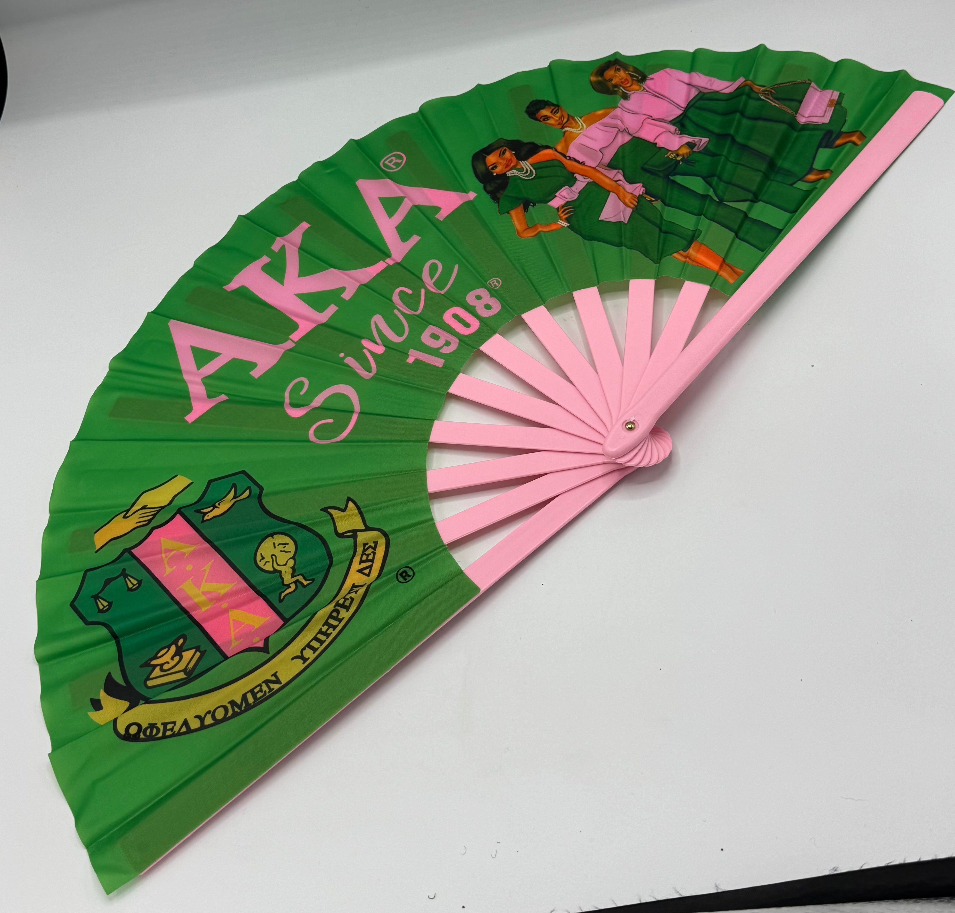 Alpha Kappa Alpha - Clack Hand Fan (Green w/Since 1908)