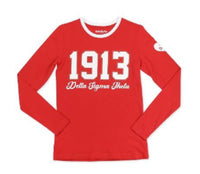Delta Sigma Theta -1913 Long Sleeve Tee w/ Heart(Red)