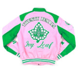 Alpha Kappa Alpha - “Pink & Green” Twill Racing Jacket (Pink)