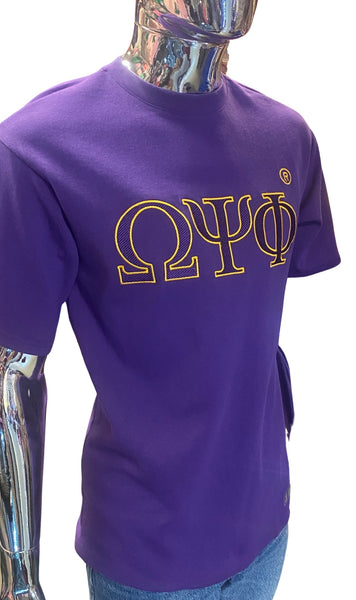 Omega Psi Phi - Double Stitched Embroidered Short Sleeve Shirt, Dagreekspot Original Collection