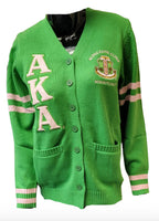 Alpha Kappa Alpha -Chenille Sweater Cardigan (Green)