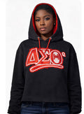 Delta Sigma Theta -Distressed Crop Hoodie ( w/Satin Lined Hood & Thumb Holes)