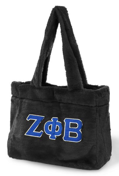 Zeta Phi Beta- Faux Fur Bag (Black)