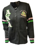 Alpha Kappa Alpha -Chenille Sweater Cardigan (Black)