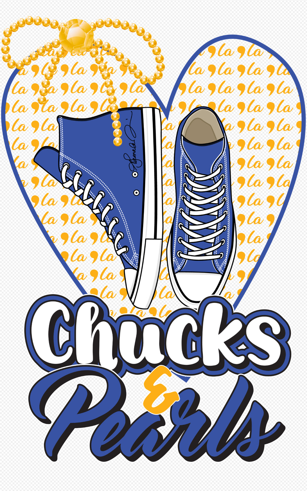 Chucks & Pearls (COMMA- LA) ,White w/Gold