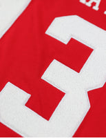 Delta Sigma Theta - Oversized Chenille & Printed Football Jersey (Red)