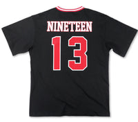 Delta Sigma Theta - Oversized Chenille & Printed Football Jersey (Black)