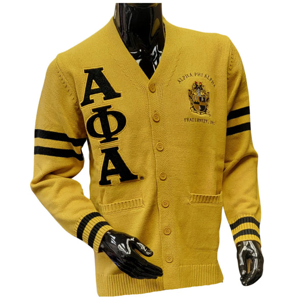 Alpha Phi Alpha -Chenille Sweater Cardigan (Gold)