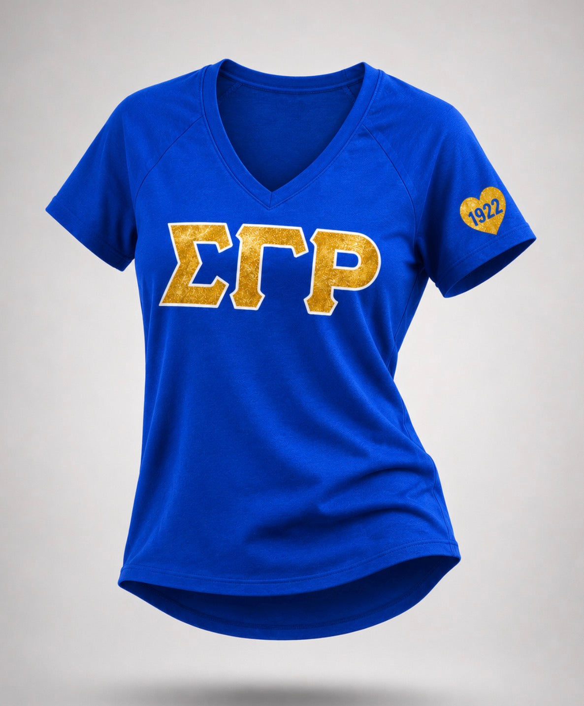 Sigma Gamma Rho - Glitter V-Neck Tee (Blue)