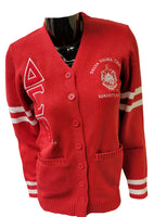 Delta Sigma Theta -Chenille Sweater Cardigan (Red)