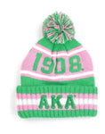 Alpha Kappa Alpha - Beanie Hat w/PomPom (Pink)