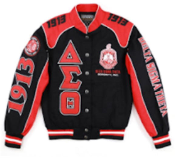 Delta Sigma Theta - “1913” Twill Racing Jacket (Black)