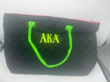 Alpha Kappa Alpha - Quilted Tote Bag (Black) (20in L x12in H)