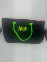 Alpha Kappa Alpha - Quilted Tote Bag (Black) (20in L x12in H)