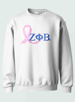 Zeta Phi Beta - Breast Cancer Awareness(Crewneck Sweatshirt(Blue/White)