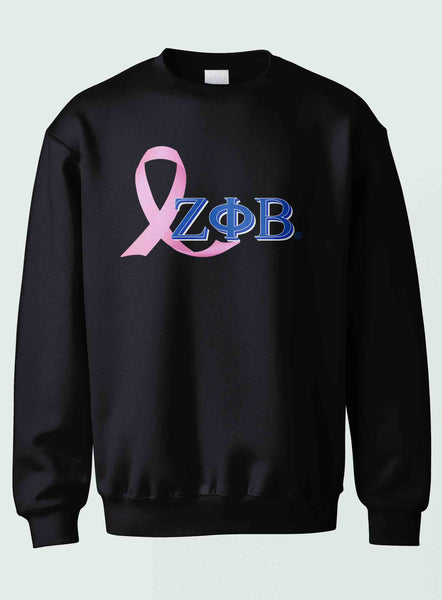 Zeta Phi Beta- Breast Cancer Awareness(Crewneck Sweatshirt(Blue/Black)