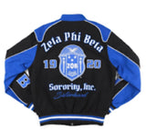 Zeta Phi Beta  - “Z-Phi-B” Twill Racing Jacket (Black)