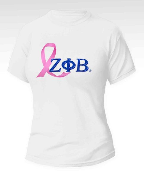 Zeta Phi Beta - “Breast Cancer Awareness" (Tee,White/Blue)