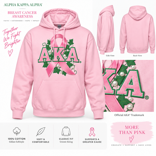 Alpha Kappa Alpha breast cancer awareness pink hoodie with AKA registered trademark design