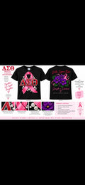 Delta Sigma Theta breast cancer awareness T-shirt front and back with African violet design